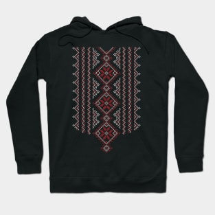 Palestinian Jordanian Realistic Embroidery Pattern #15 - Palestine Traditional Tatreez Cross Stitching Art Red-White Hoodie